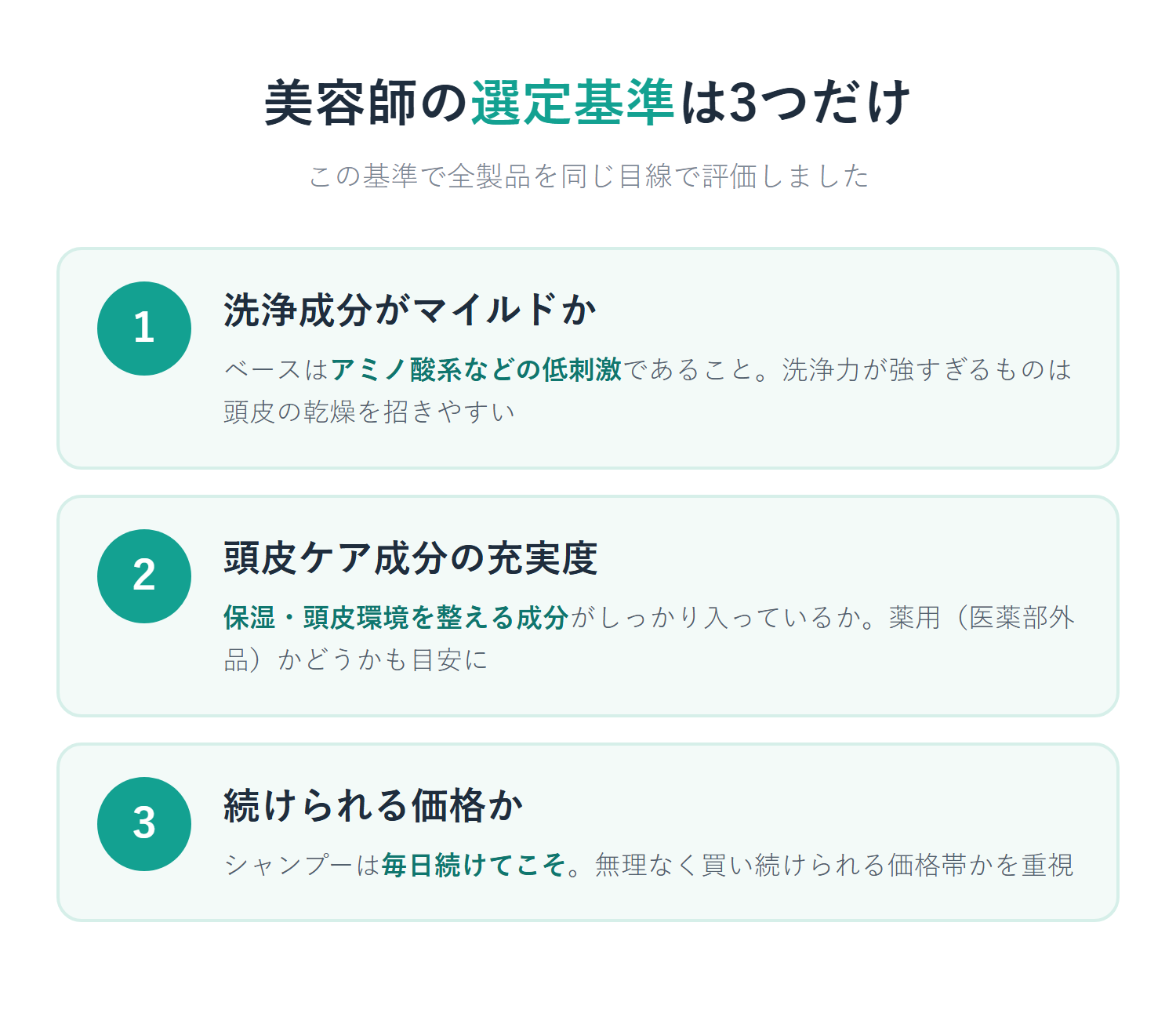 美容師の育毛シャンプー選定基準3つ