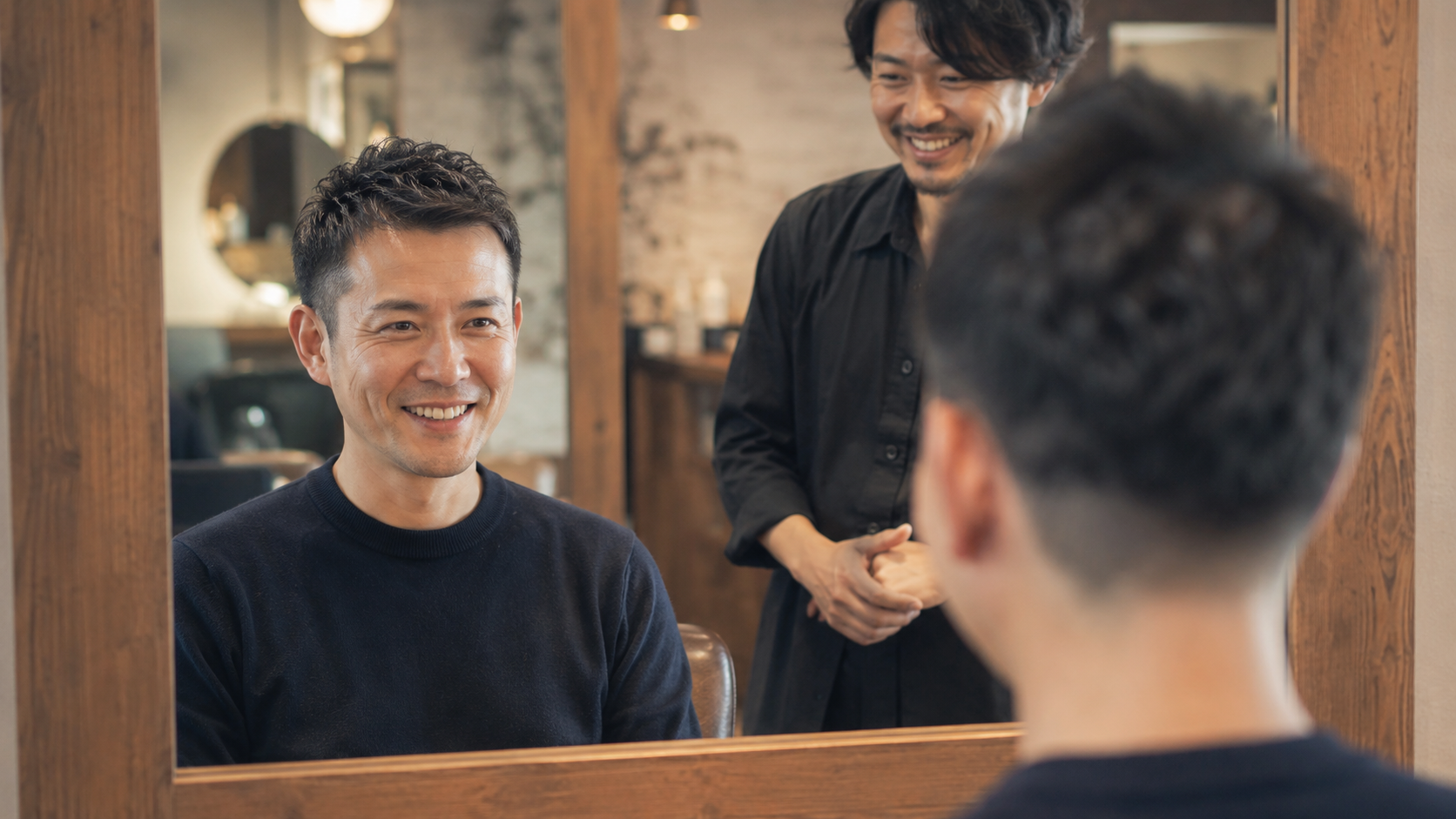 美容院で美容師に薄毛の相談をする男性
